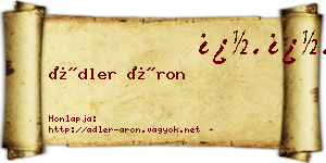 Ádler Áron névjegykártya