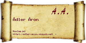 Ádler Áron névjegykártya
